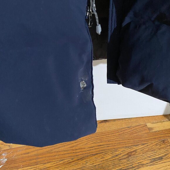 Navy blue, real down hooded puffer coat -Eddie Bauer - Picture 5 of 7